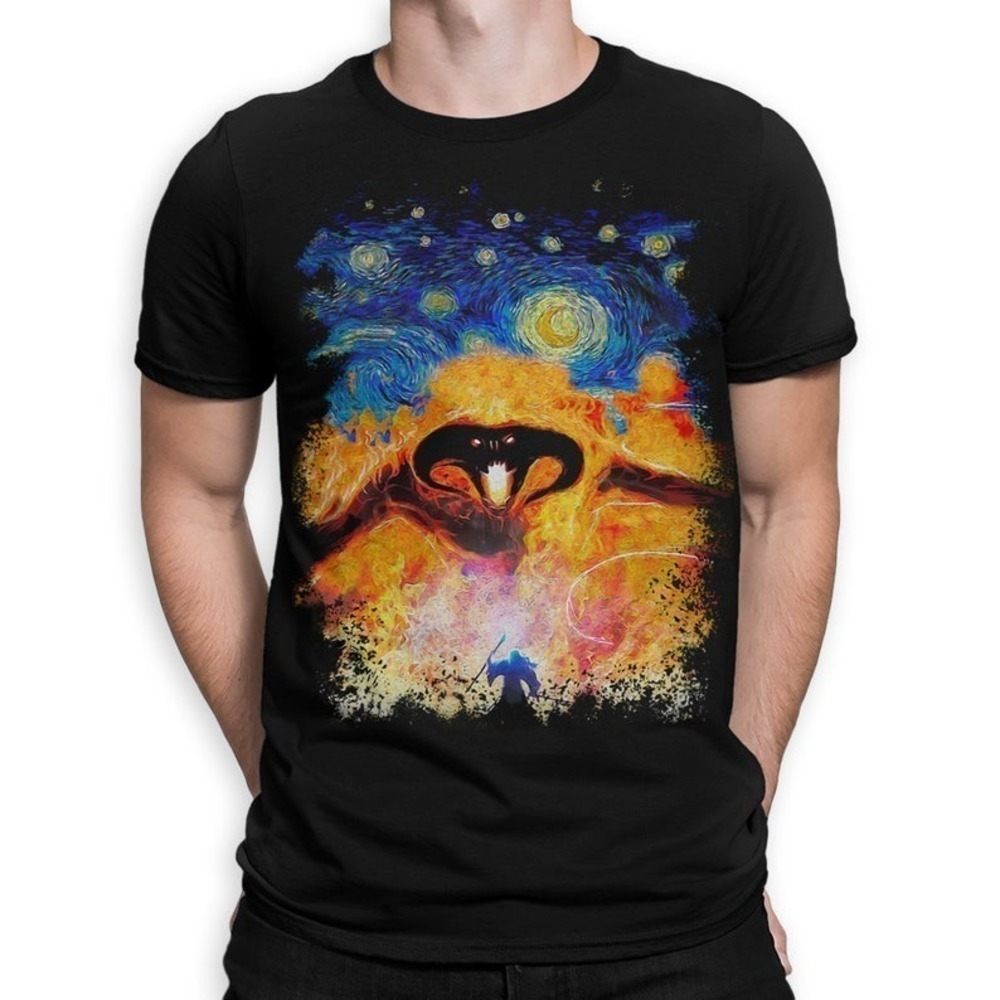 Balrog Starry Night Tshirt The Lord Of The Rings Tee Classic Unisex